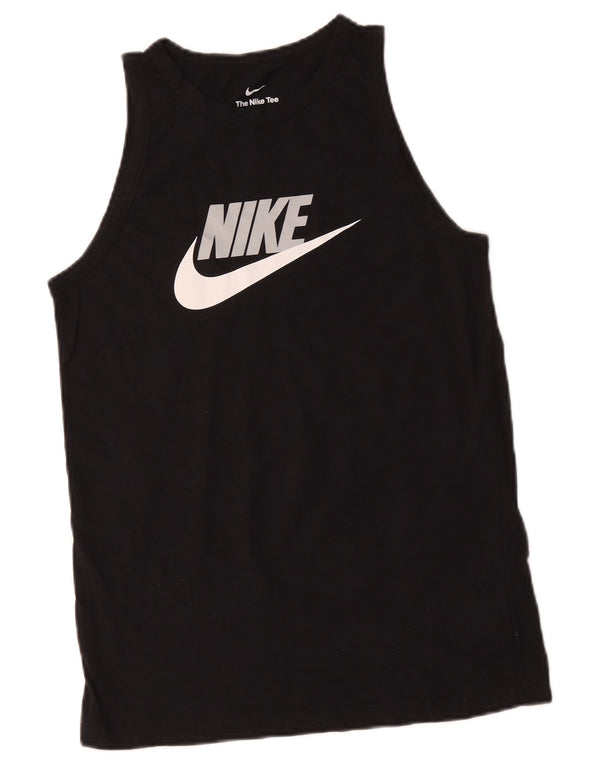 NIKE Boys Graphic Vest Top 13-14 Anos XL Preto Algodão