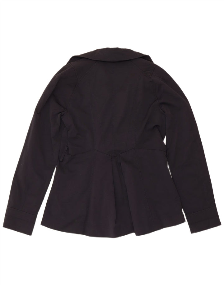 ZARA Womens Pea Coat UK 12 Médio Algodão Azul Marinho