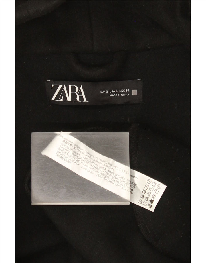 Sobretudo oversized com capuz feminino Zara UK 10 pequeno poliéster preto
