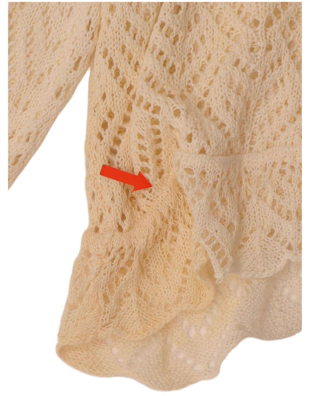 Suéter cardigã feminino vintage de crochê manga 3/4 Reino Unido 18 XL off white