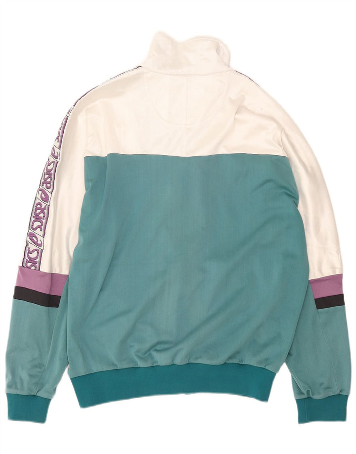Asics Mens Graphic Tracksuit Top Jacket IT 50 Medium Green Colourblock