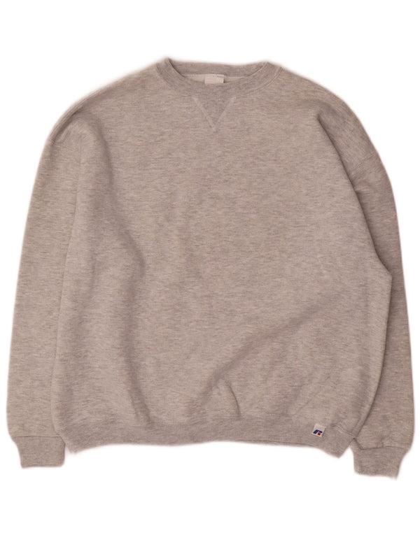 Russell Athletic Boys Sweatshirt Jumper 15-16 Years XL Grey Flecked Cotton