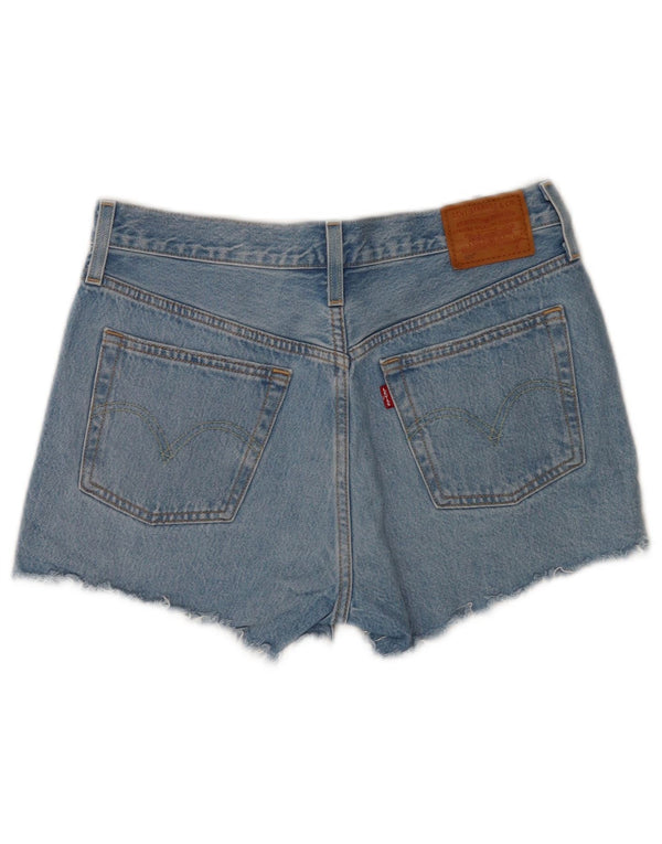 Shorts jeans feminino Levi's 501 desgastado W28 algodão azul médio