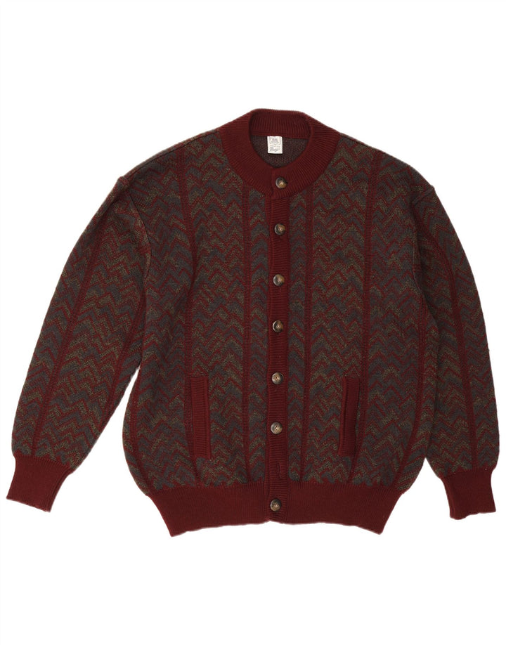Suéter cardigã masculino Mapier grande lã Chevron Borgonha