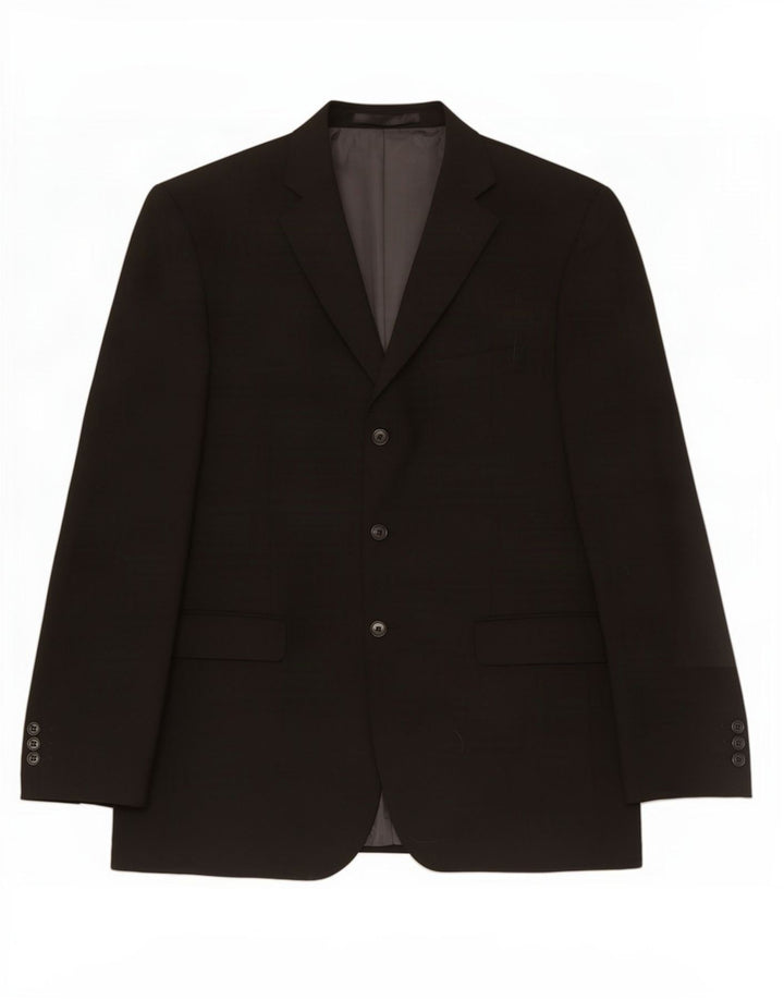 Jaqueta blazer masculina longa de 3 botões Marks & Spencer Reino Unido 40 médio preto