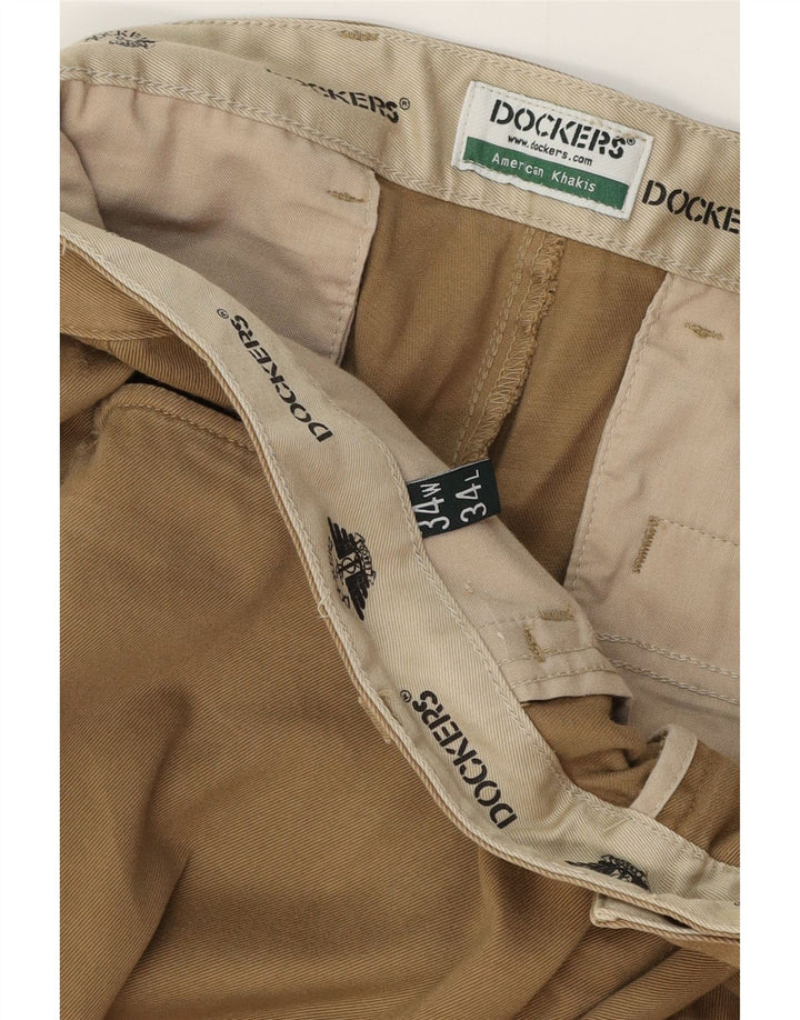 Calça masculina DOCKERS cáqui reta casual W34 L30 algodão bege