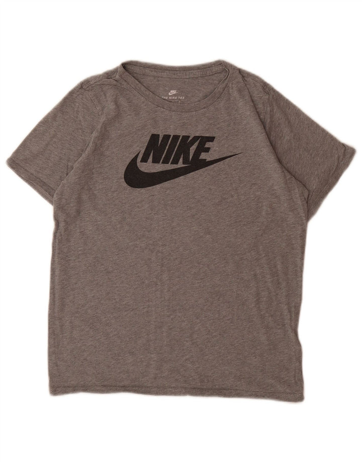 Camiseta NIKE masculina com corte atlético gráfico 12-13 anos grande algodão cinza