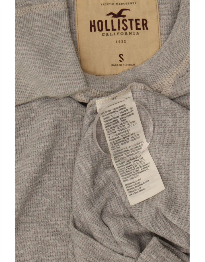 Top masculino Hollister de manga comprida de algodão cinza pequeno
