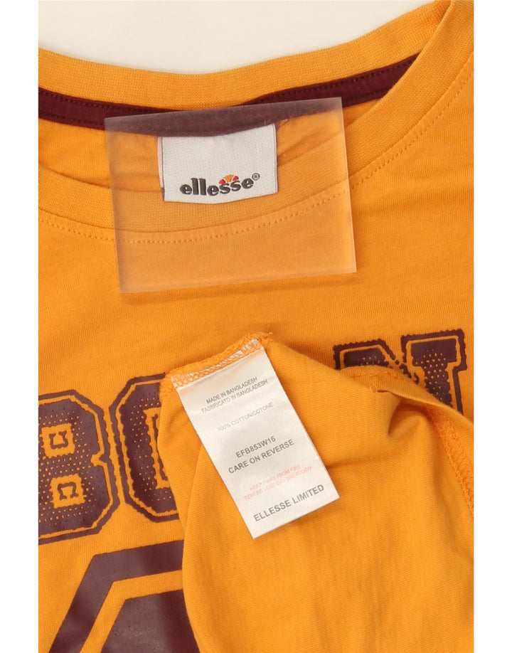 Camiseta masculina Ellesse com estampa gráfica pequena de algodão amarelo