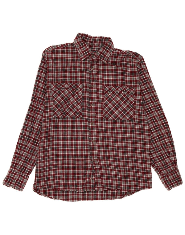Camisa masculina de flanela Sea Barrier médio algodão xadrez Borgonha