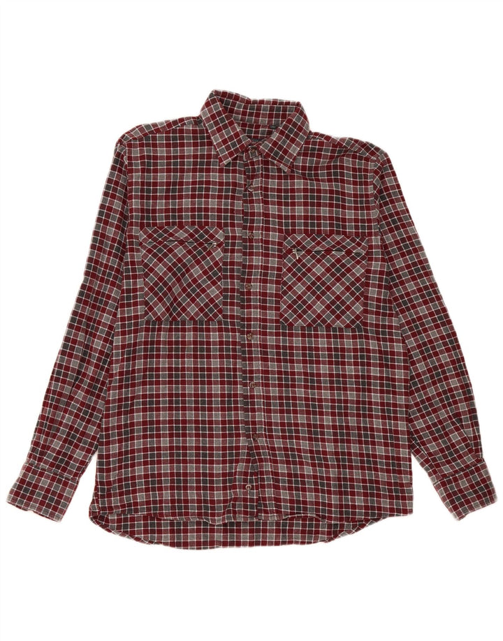 Camisa masculina de flanela Sea Barrier médio algodão xadrez Borgonha
