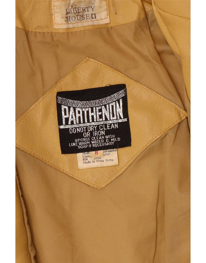 Jaqueta de couro feminina vintage UK 8 pequena amarela