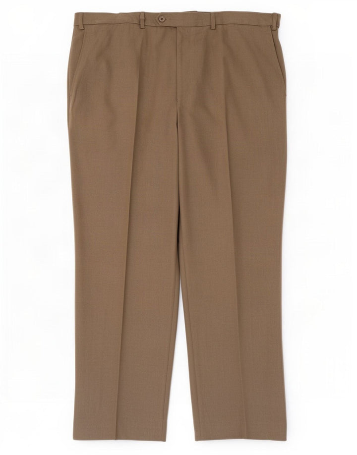 Calça masculina de ajuste regular Marks & Spencer W42 L29 poliéster bege
