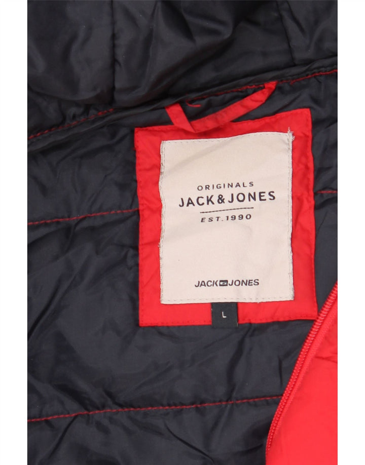 Jaqueta masculina acolchoada com capuz JACK & JONES Reino Unido 40 grande vermelha