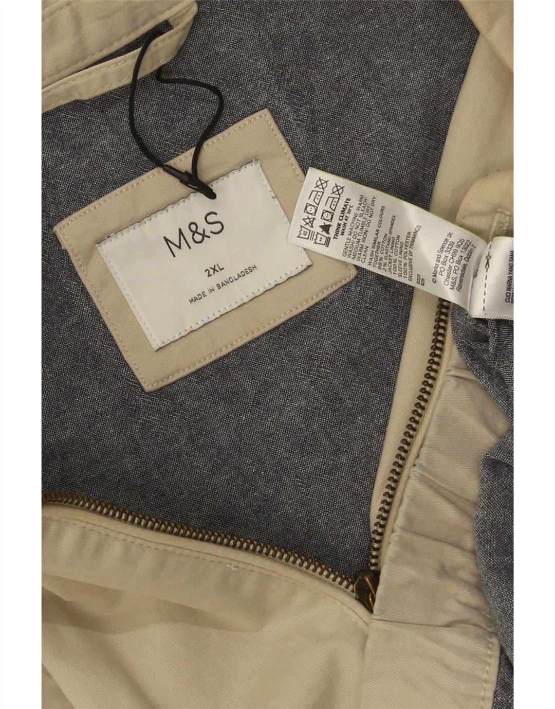 Jaqueta bomber masculina Marks & Spencer UK 44 2XL algodão bege