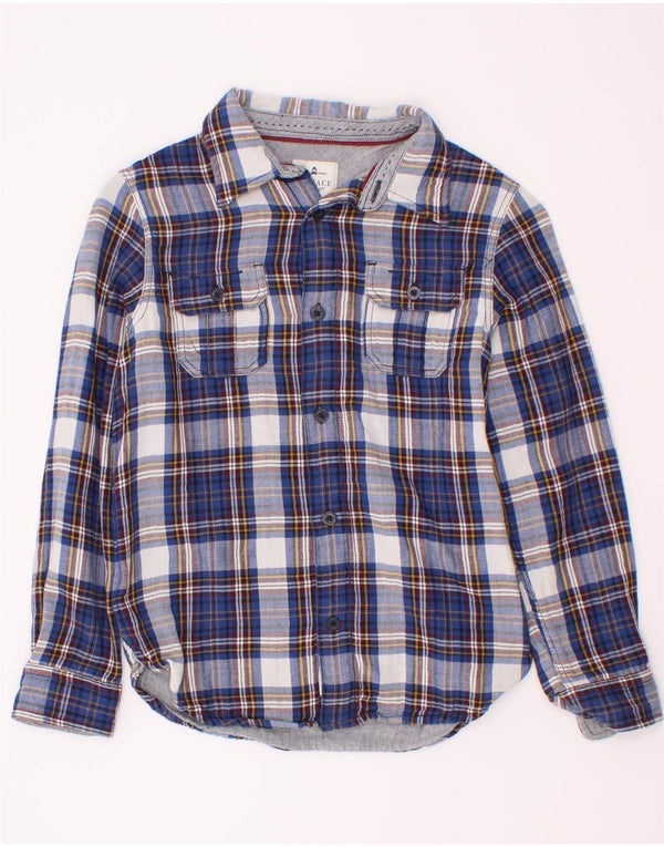 Camisa de flanela Fat Face Boys 8-9 anos azul marinho algodão xadrez