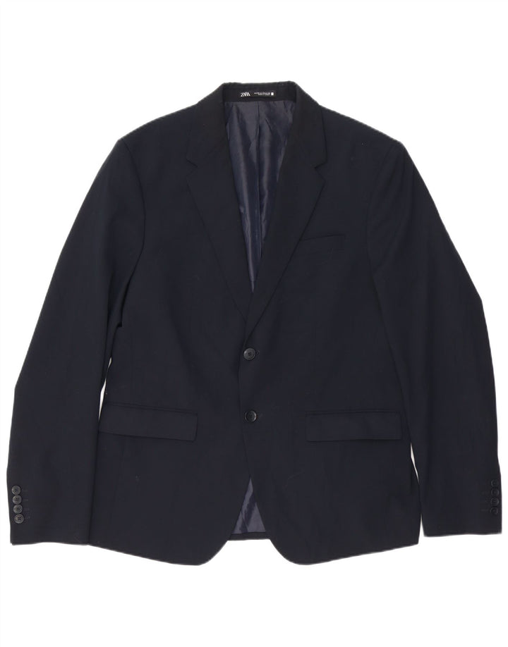 Jaqueta blazer masculina Zara com 2 botões UE 52 grande azul marinho