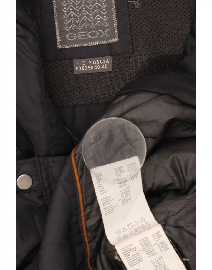 Jaqueta utilitária masculina Geox com capuz UK 40 grande poliamida azul marinho