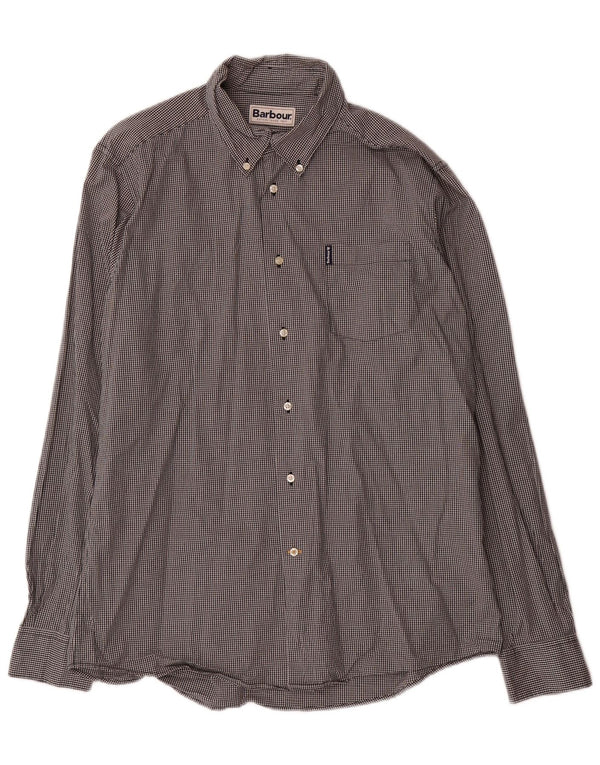 Camisa masculina Barbour sob medida, grande, preta, algodão guingão