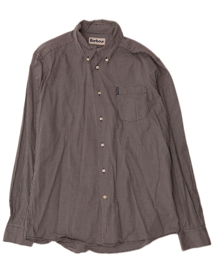 Camisa masculina Barbour sob medida, grande, preta, algodão guingão