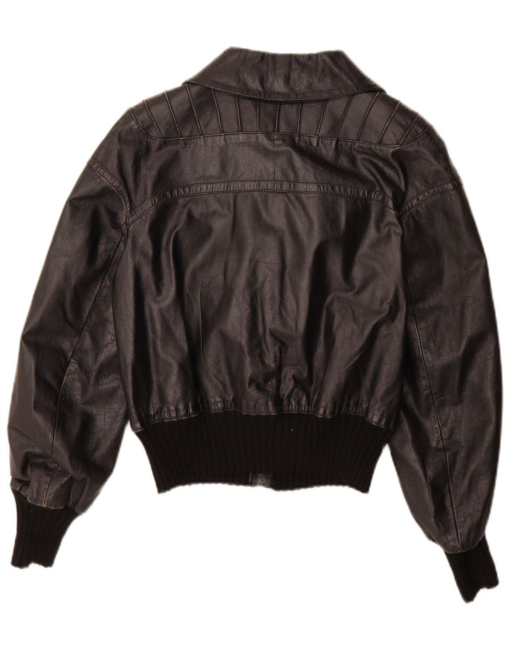 Casaco de pele vintage para menina 11-12 anos XL preto