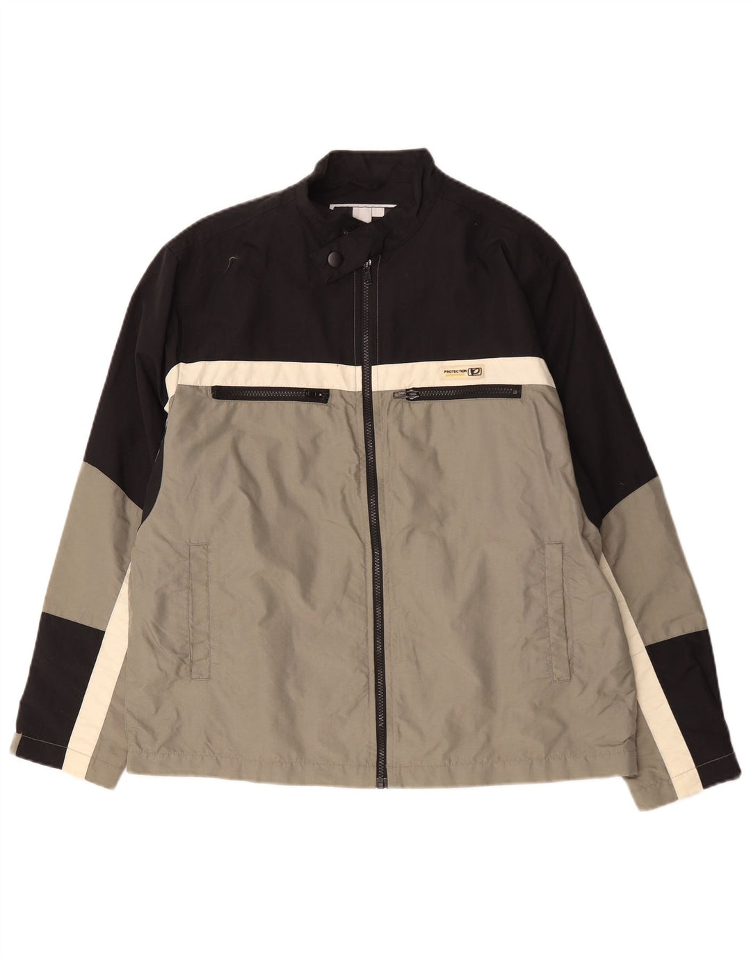 Jaqueta corta-vento masculina vintage UK 38 poliamida colorblock cinza médio