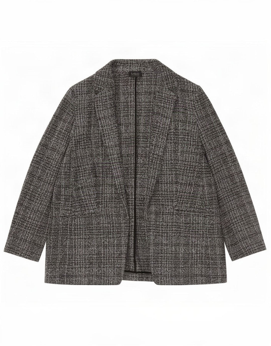 Jaqueta blazer aberta feminina Marks & Spencer Reino Unido 16 grande poliéster xadrez preto
