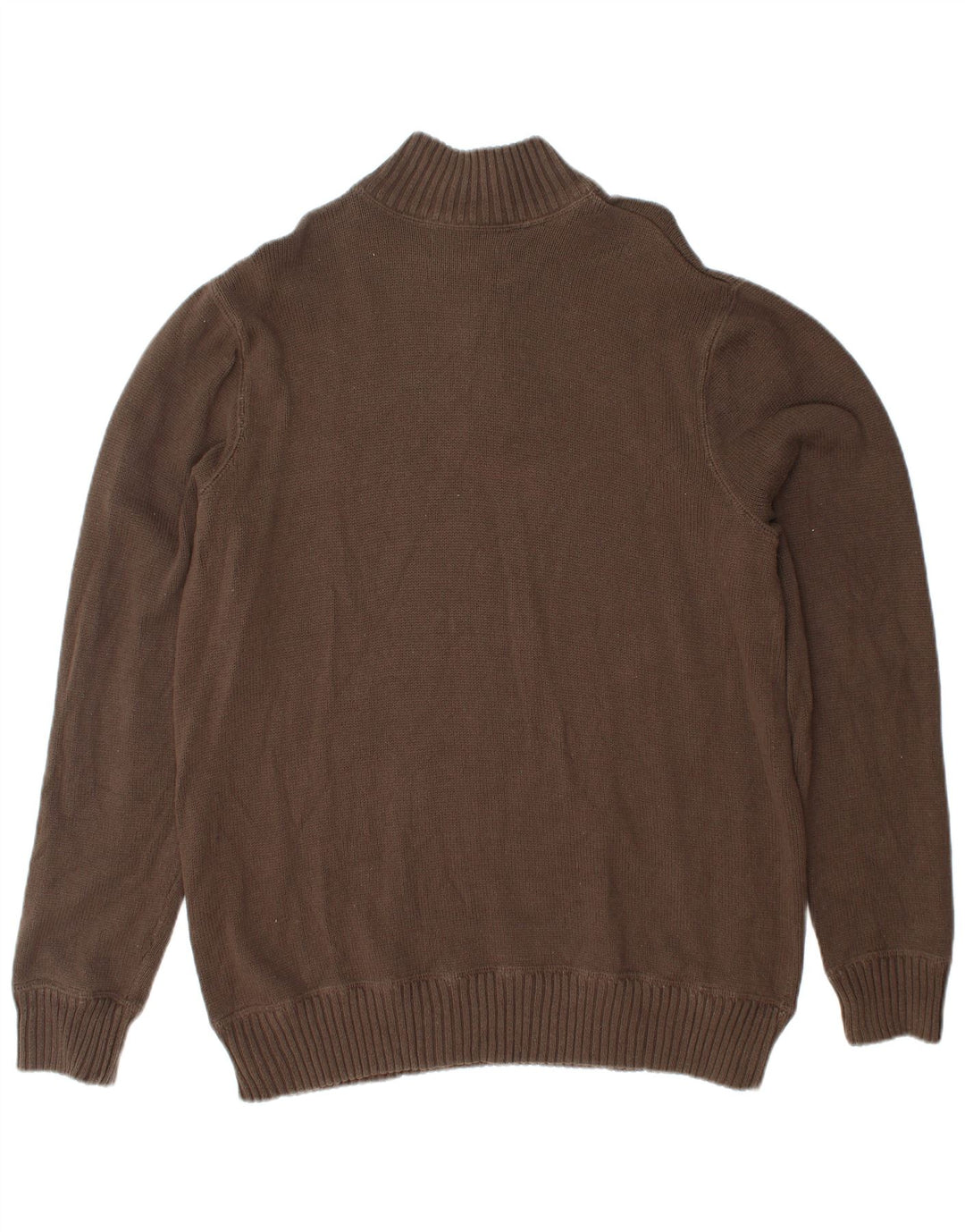 Suéter masculino EDDIE BAUER com zíper e gola grande de algodão marrom