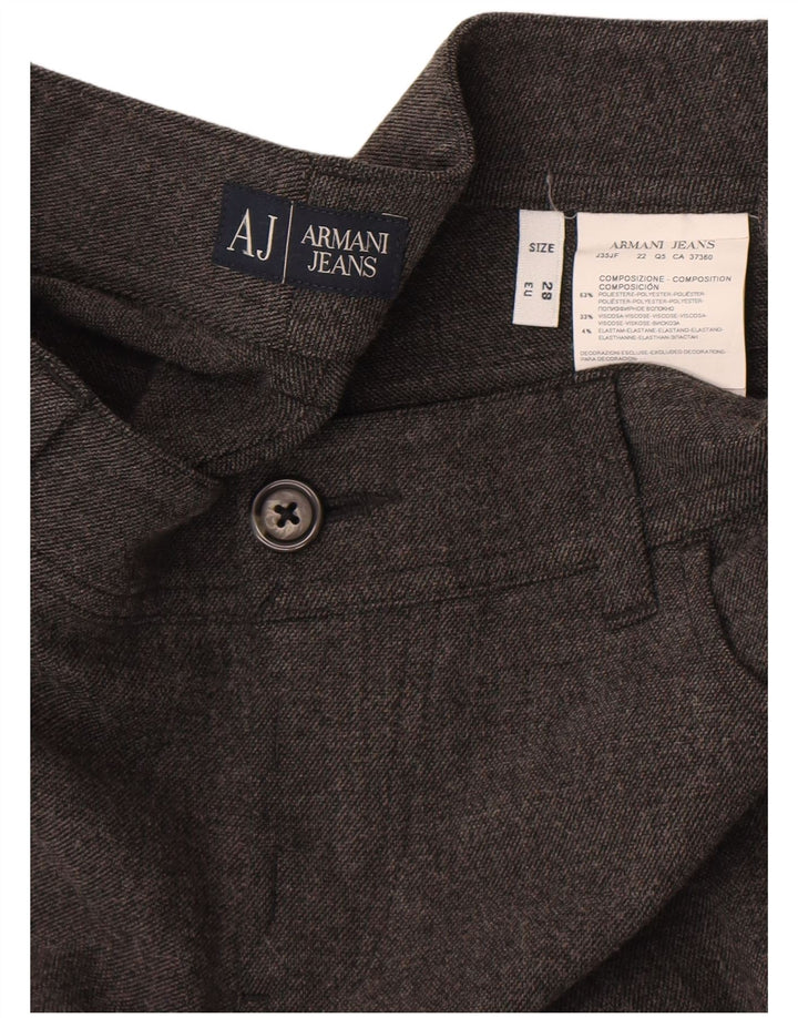 Calça casual masculina Armani Slim Fit W28 L29 poliéster cinza