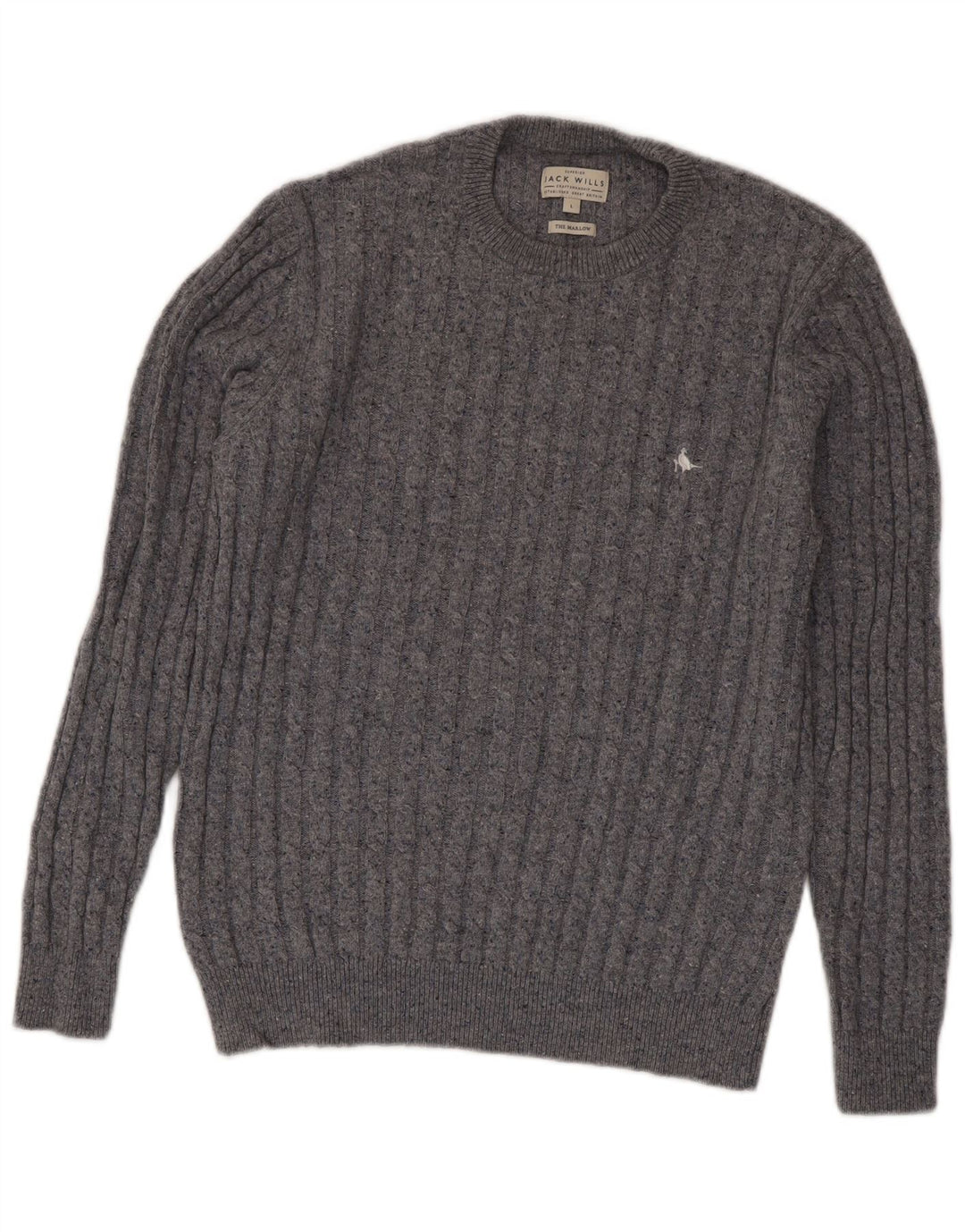 Jack Wills Suéter masculino com gola redonda, grande lã cinza