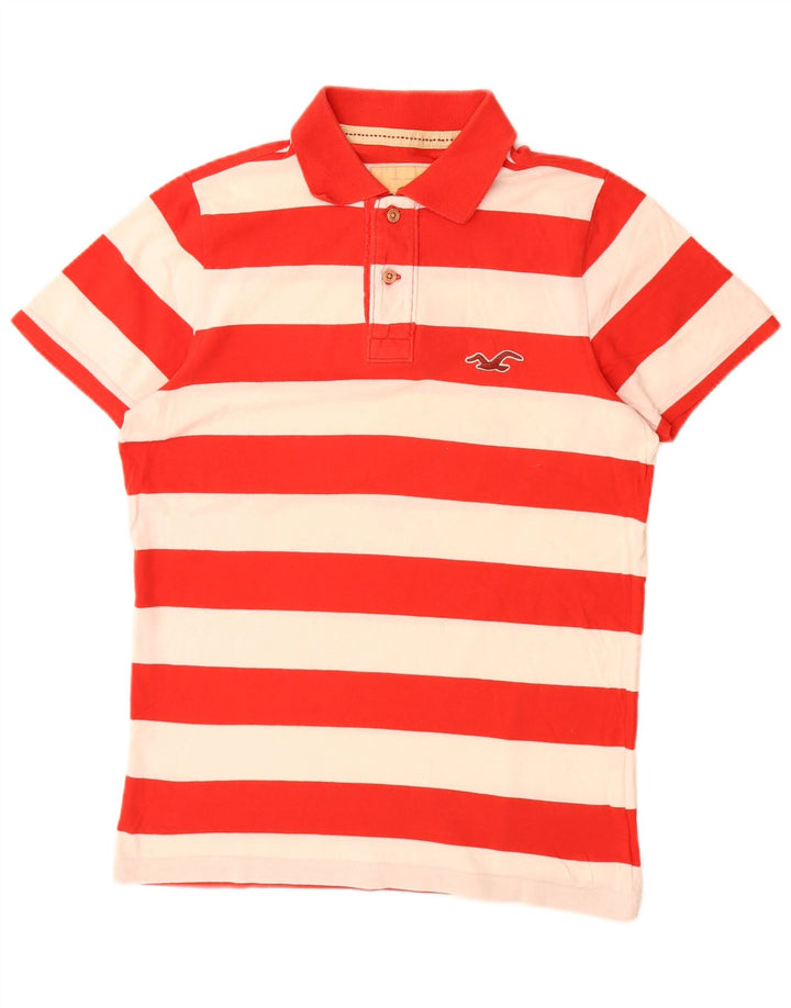 Camisa polo masculina HOLLISTER listrada vermelha média