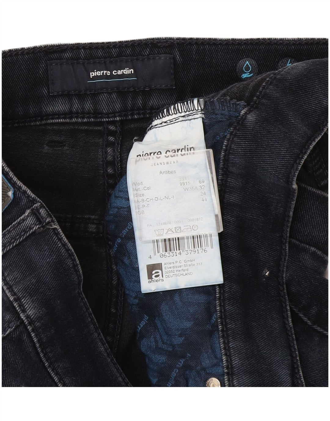 Pierre Cardin Mens Slim Jeans W35 L32 Azul Marinho Algodão