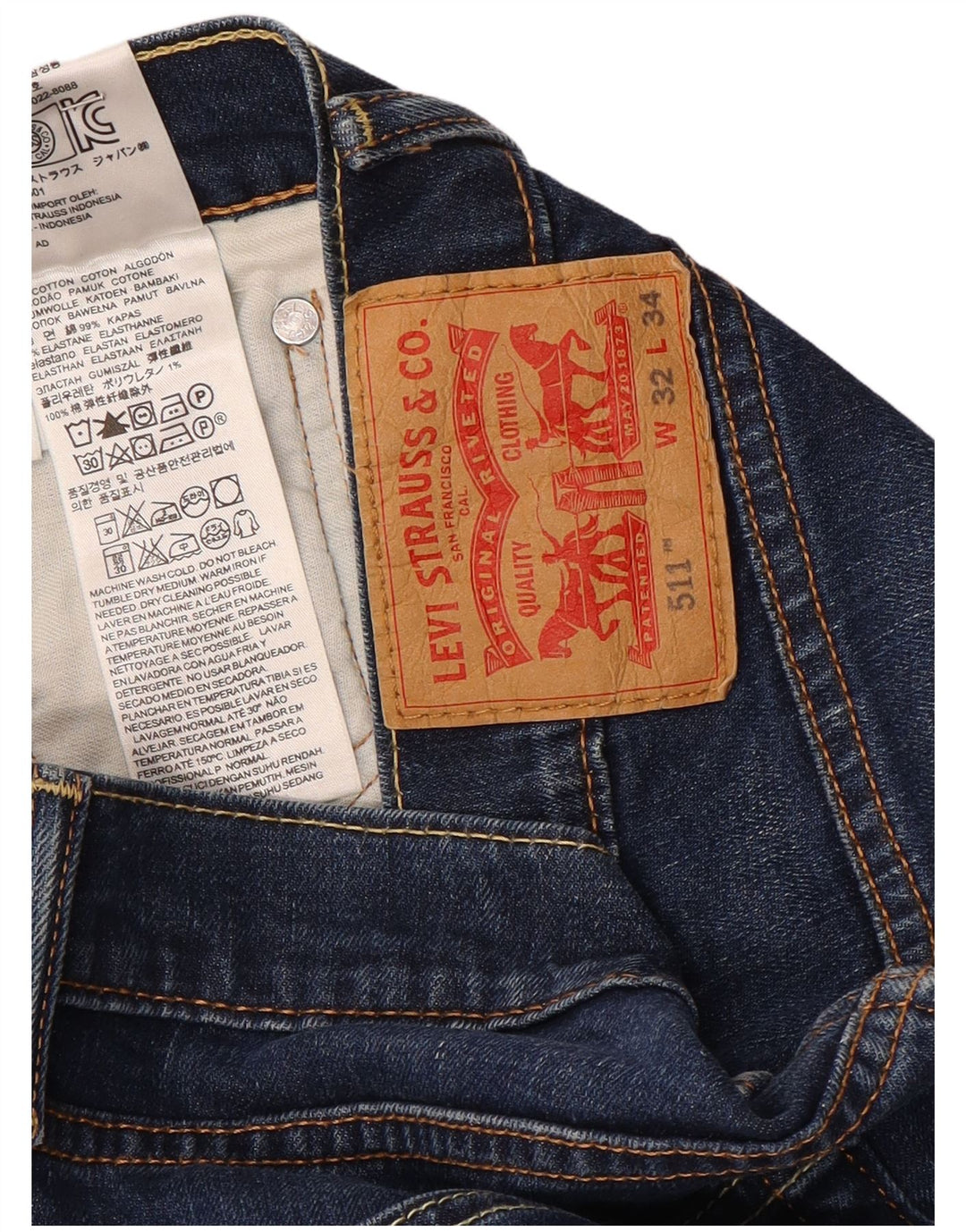 Levi's Masculino 511 Slim Jeans W32 L26 Azul Algodão