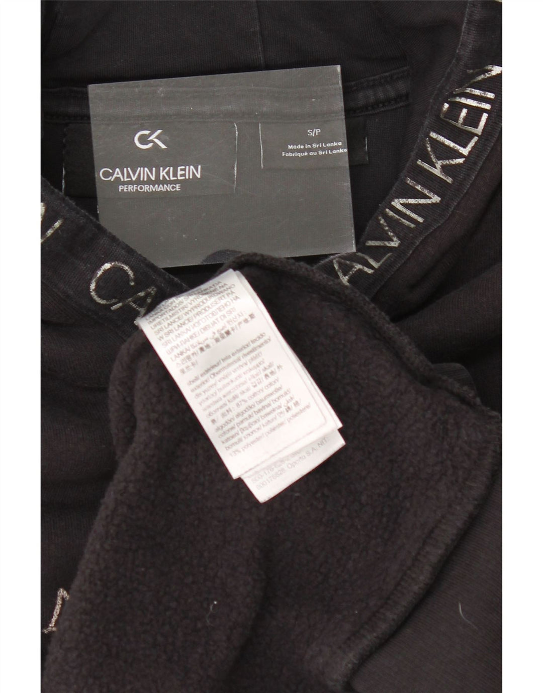 CALVIN KLEIN Mens Graphic Hoodie Jumper Small Black Cotton Vintage Calvin Klein and Second-Hand Calvin Klein from Messina Hembry 