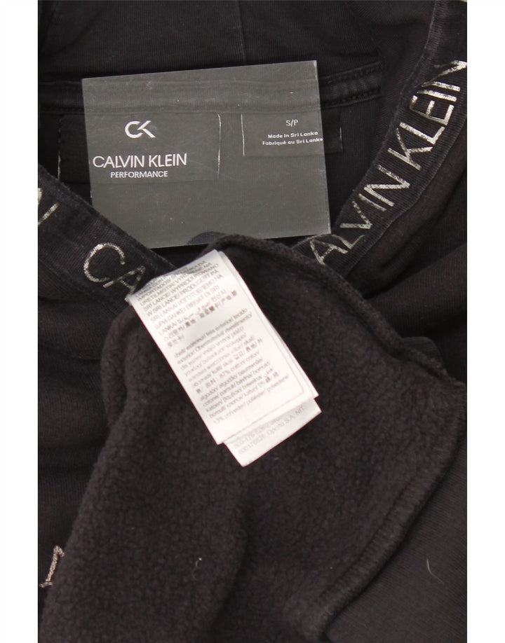 CALVIN KLEIN Mens Graphic Hoodie Jumper Small Black Cotton Vintage Calvin Klein and Second-Hand Calvin Klein from Messina Hembry 