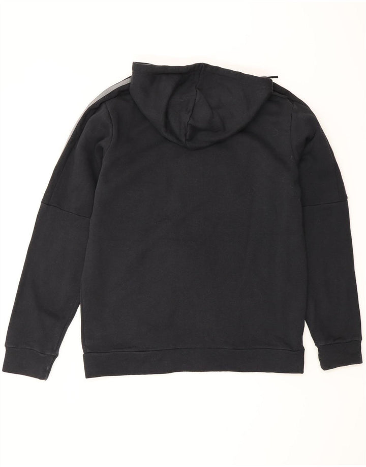 ADIDAS Mens Zip Hoodie Suéter Grande Algodão Preto