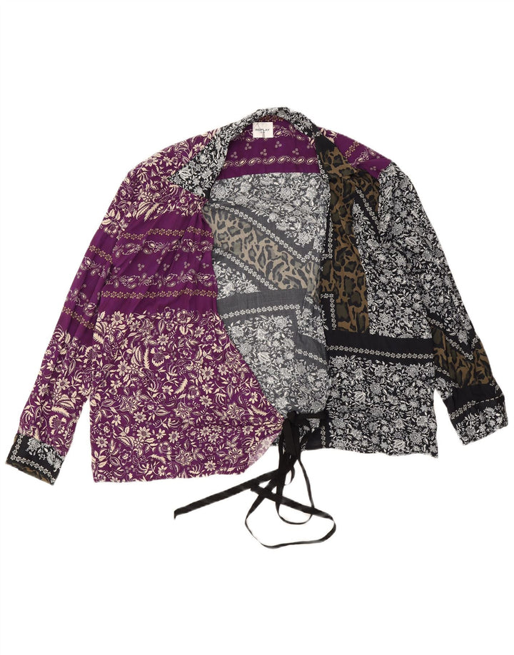 REPLAY Blusa feminina envolvente UK 18 XL viscose floral multicolorida