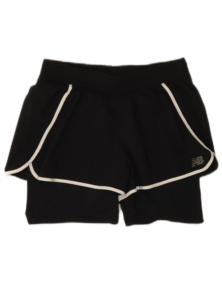 Shorts esportivos femininos New Balance UK 8 poliéster preto pequeno
