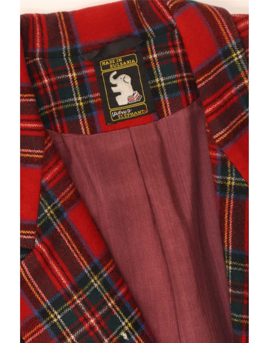 Jaqueta blazer feminina vintage manga 3/4 1 botão Reino Unido 14 xadrez vermelho médio