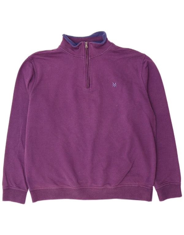 Crew Clothing Mens Zip Neck Moletom Jumper 2XL Algodão Roxo