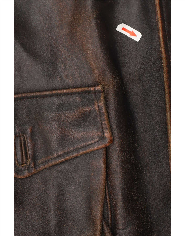 Jaqueta de couro masculina vintage UK 42 XL marrom