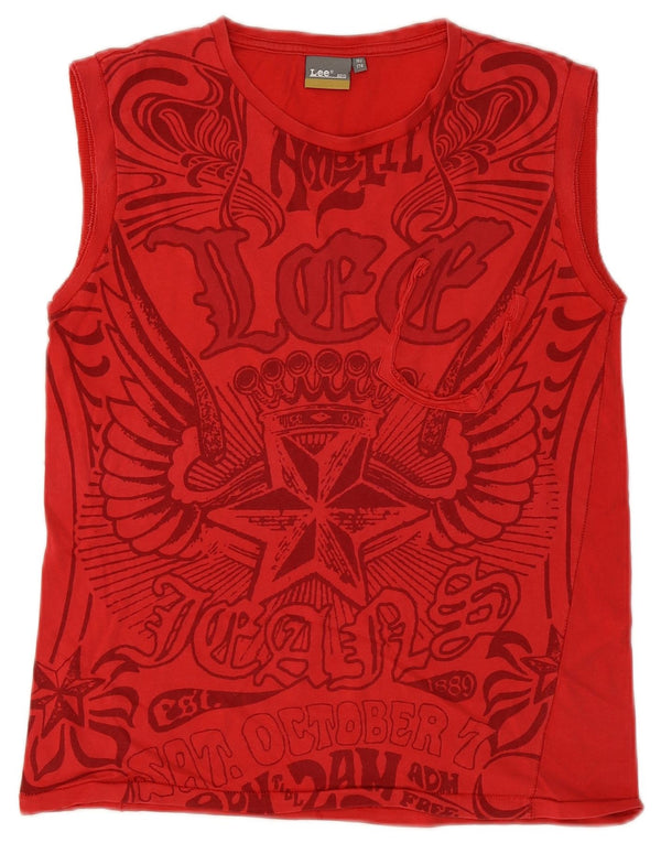 Colete gráfico Lee Boys Top 15-16 anos algodão vermelho