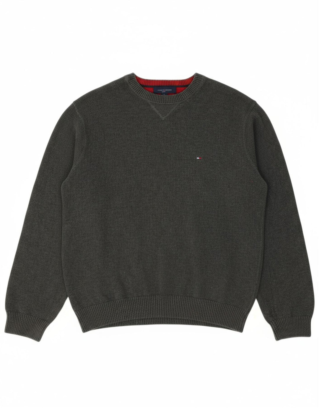 TOMMY HILFIGER Suéter masculino com gola redonda XL algodão cinza