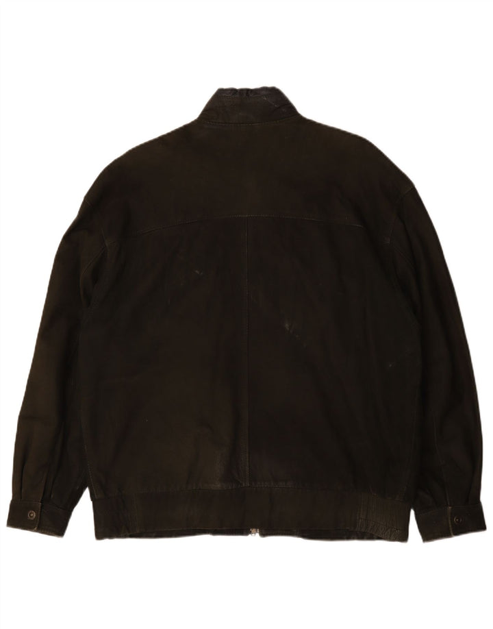 Jaqueta de couro masculina vintage IT 48 médio cáqui