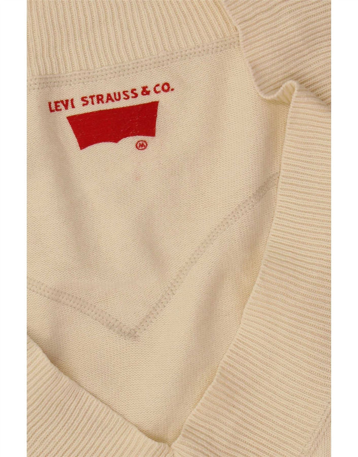Suéter feminino Levi's com decote em V UK 12 Médio Off White