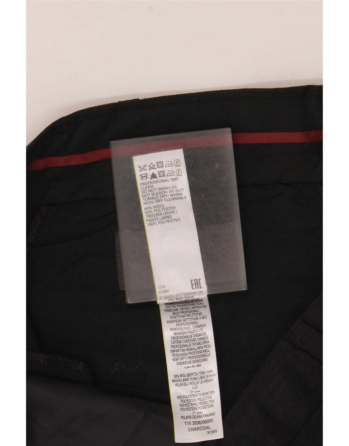 Calça masculina de ajuste regular Marks & Spencer W36 L31 lã cinza
