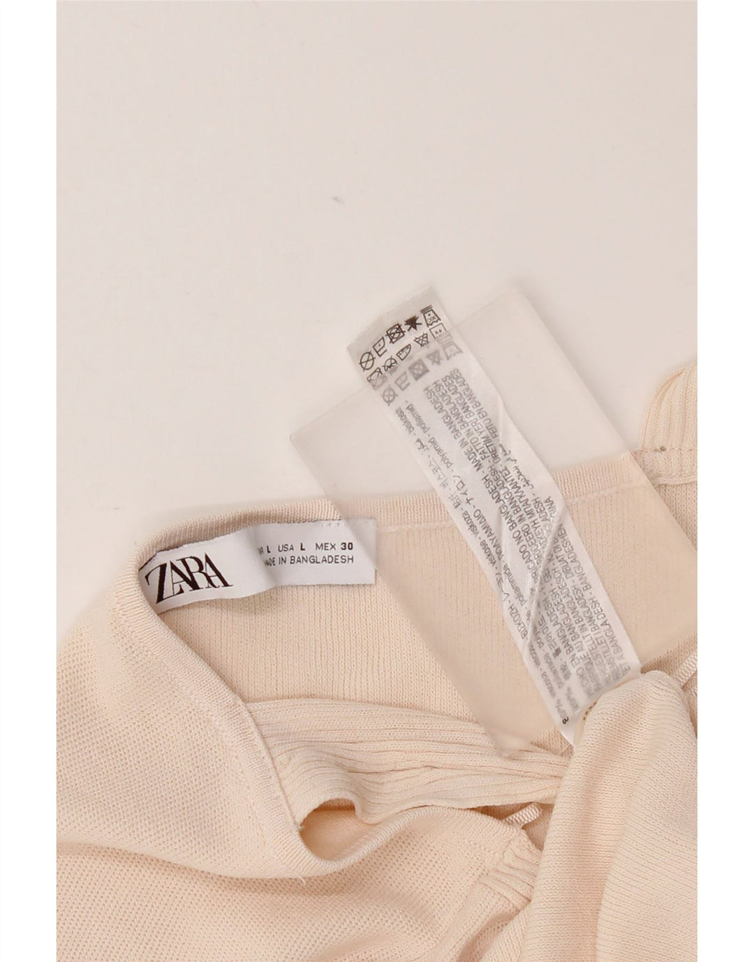 Zara Womens Crop Cami Top UK 14 Grande Bege Viscose