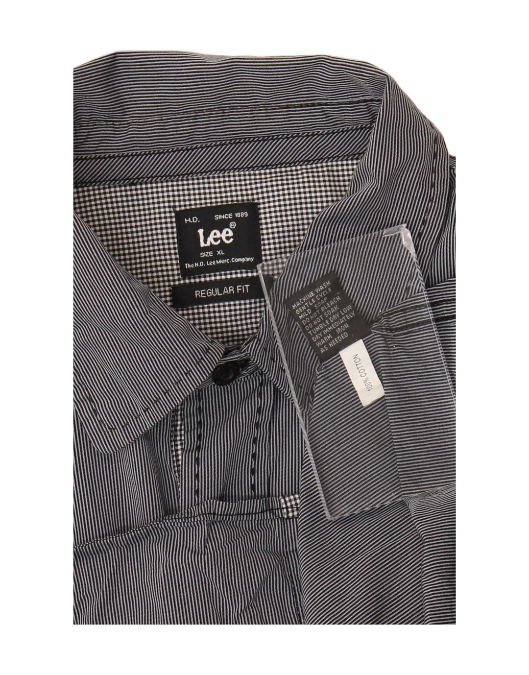 Camisa masculina Lee Regular Fit XL algodão listrado azul