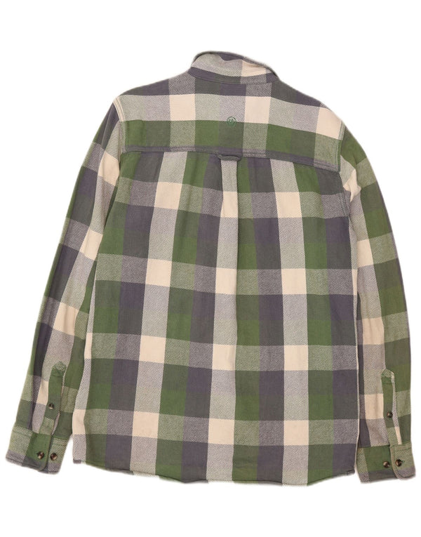 Camisa alta de flanela masculina Fat Face algodão xadrez verde médio