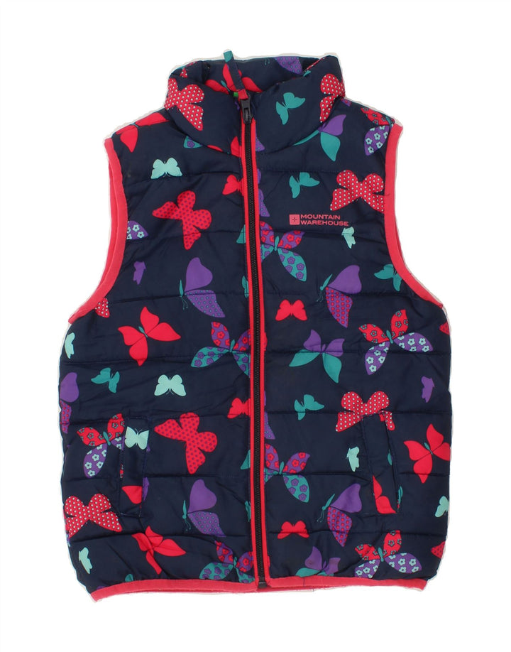 MOUNTAIN WAREHOUSE Girls Padded Gilet 5-6 Years Navy Blue Butterfly Vintage Mountain Warehouse and Second-Hand Mountain Warehouse from Messina Hembry 